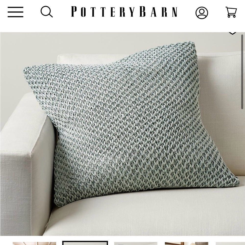 2 Pottery Barn Stonewashed Handknit Accent Pillows